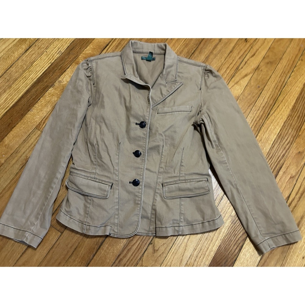 VTG Equestrian Lauren Jeans Co. Ralph Lauren Tan Button Jacket Blazer Womens XL